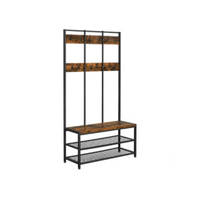 Garderobenständer mit Sitzbank Schuhablage 12 Haken ZARENA