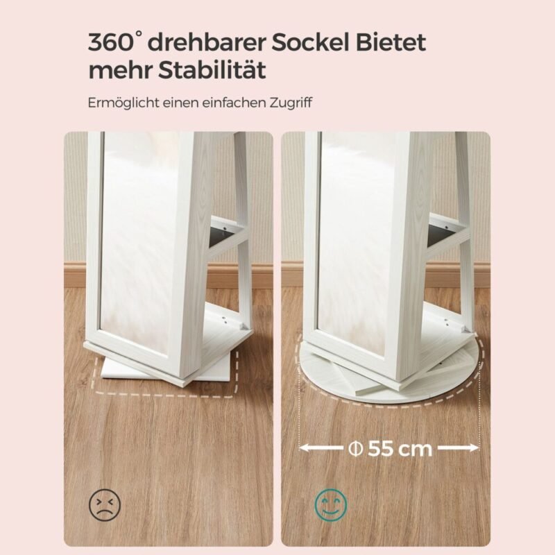 Schmuckschrank 360° drehbar Ganzkörperspiegel ORVIA – Bild 5