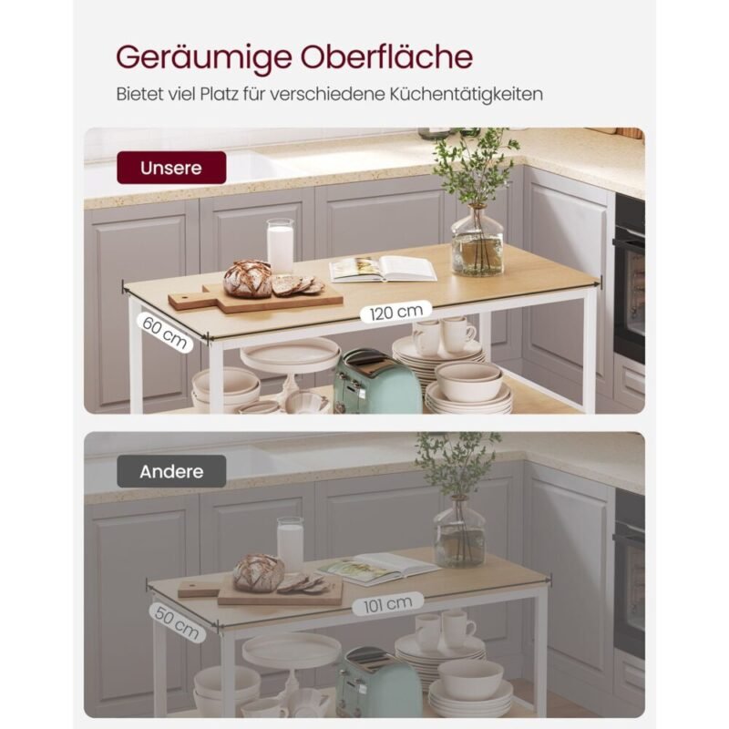 Kücheninsel Küchenregal mit grosser Arbeitsplatte 3-stufiges Gewürzregal JOLIE – Bild 4