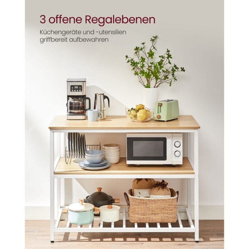 Kücheninsel Küchenregal mit grosser Arbeitsplatte 3-stufiges Gewürzregal JOLIE – Bild 5