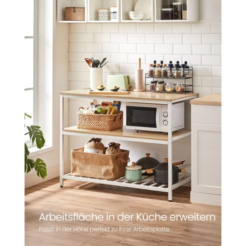 Kücheninsel Küchenregal mit grosser Arbeitsplatte 3-stufiges Gewürzregal JOLIE – Bild 6