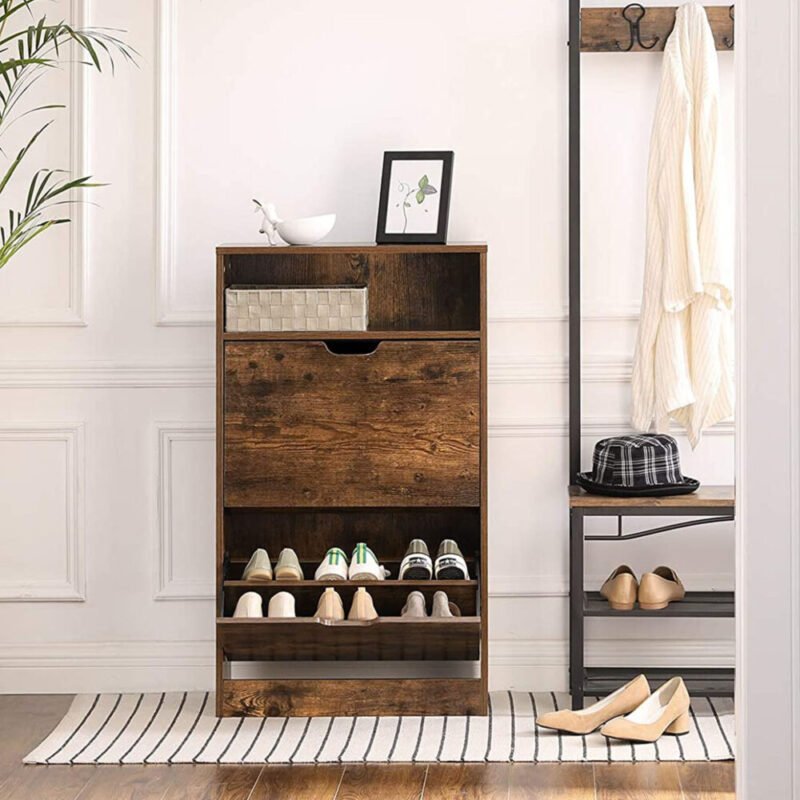 Schuhschrank 2 Klappen Zusatzfach Melamin 60x102 SIRIN – Bild 2