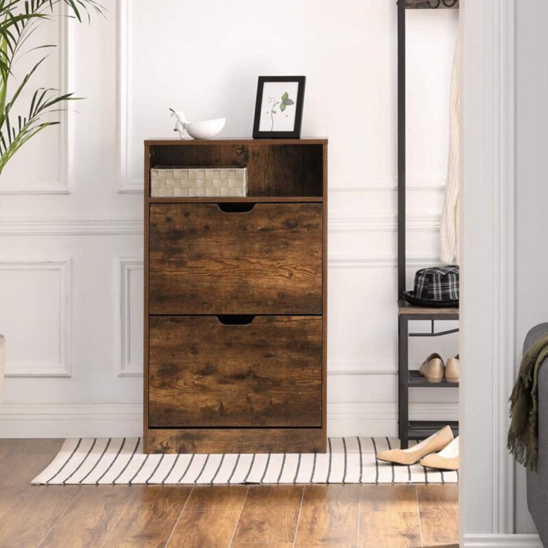 Schuhschrank 2 Klappen Zusatzfach Melamin 60x102 SIRIN – Bild 3