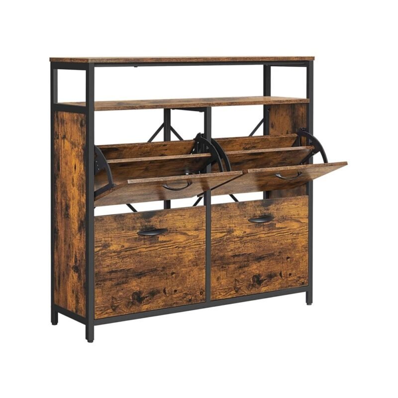 Schuhschrank Schuhregal 4 Klappen 12-20 Paar ALUNA