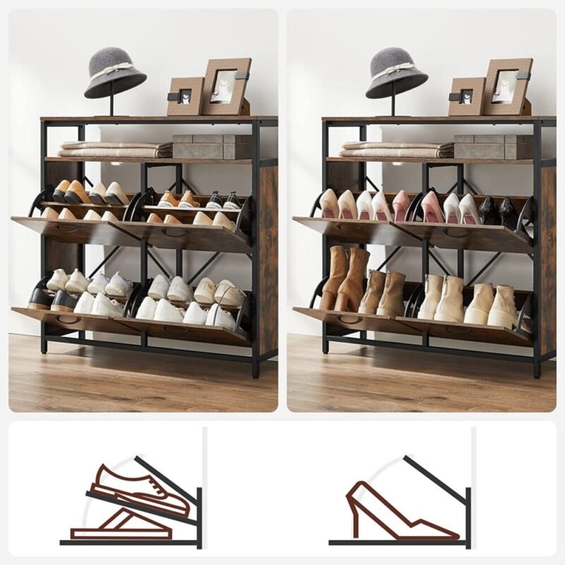 Schuhschrank Schuhregal 4 Klappen 12-20 Paar ALUNA – Bild 4