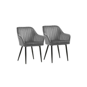 Esszimmerstühle 2er Set mit Armlehnen und Samt LYORIA