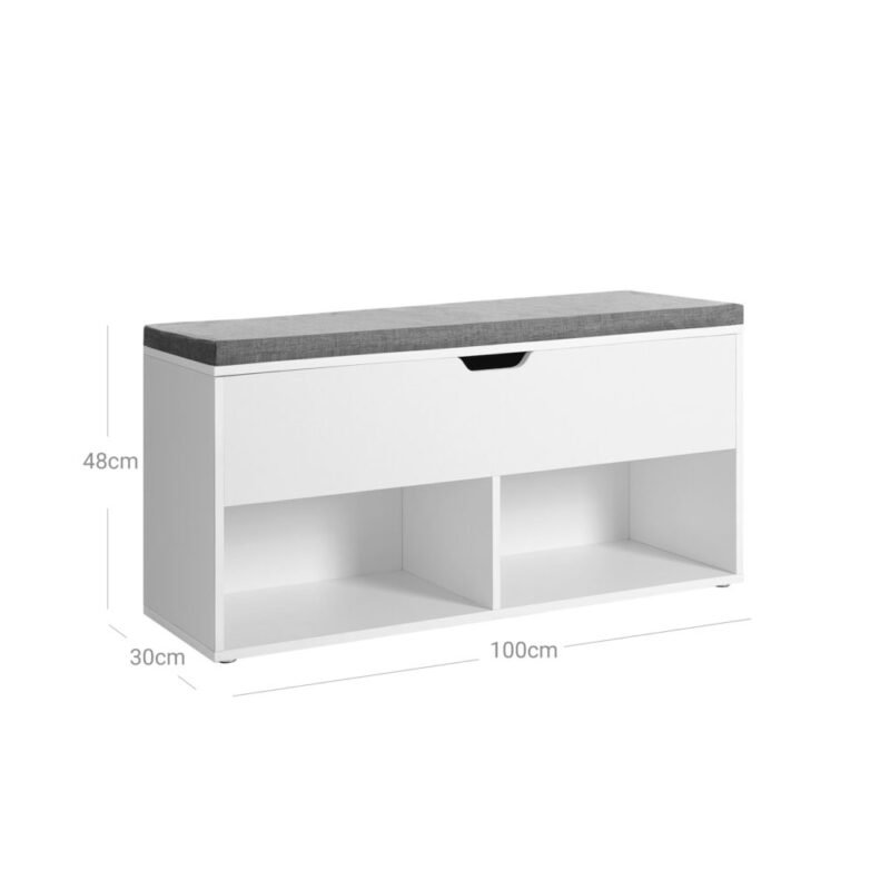 Schuhbank Sitzbank 2 Fächer 1 Fach mit Deckel 100x30 VENUS – Bild 6