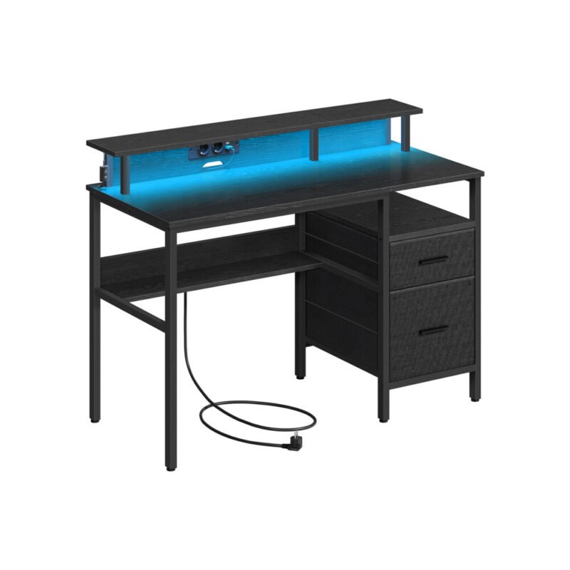 Schreibtisch mit Schubladen LED Steckdose USB Homeoffice MIRON