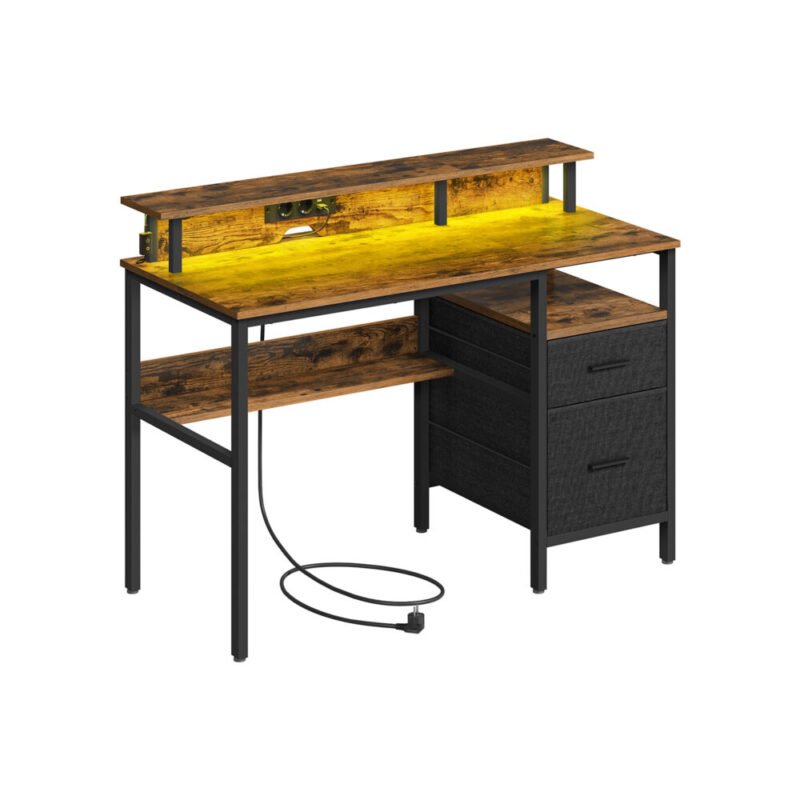 Schreibtisch mit Schubladen LED Steckdose USB Homeoffice MIRON
