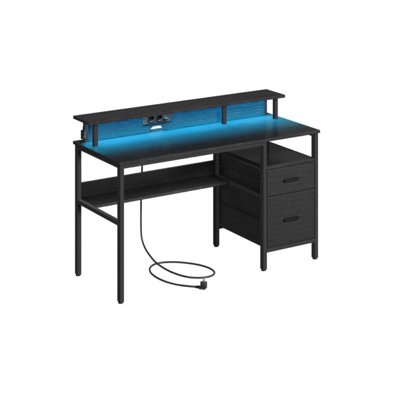 Schreibtisch mit Schubladen LED Steckdose USB Homeoffice MIRON