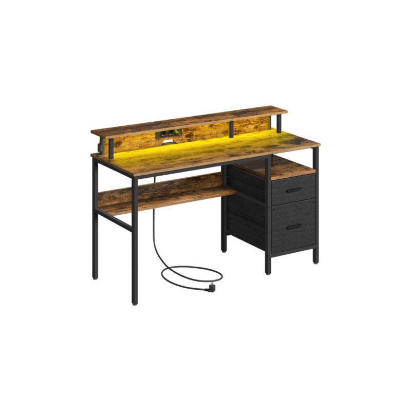 Schreibtisch mit Schubladen LED Steckdose USB Homeoffice MIRON