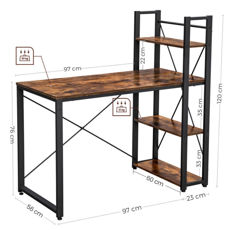 Schreibtisch Computertisch mit Regalen Homeoffice Büro NORIX – Bild 6