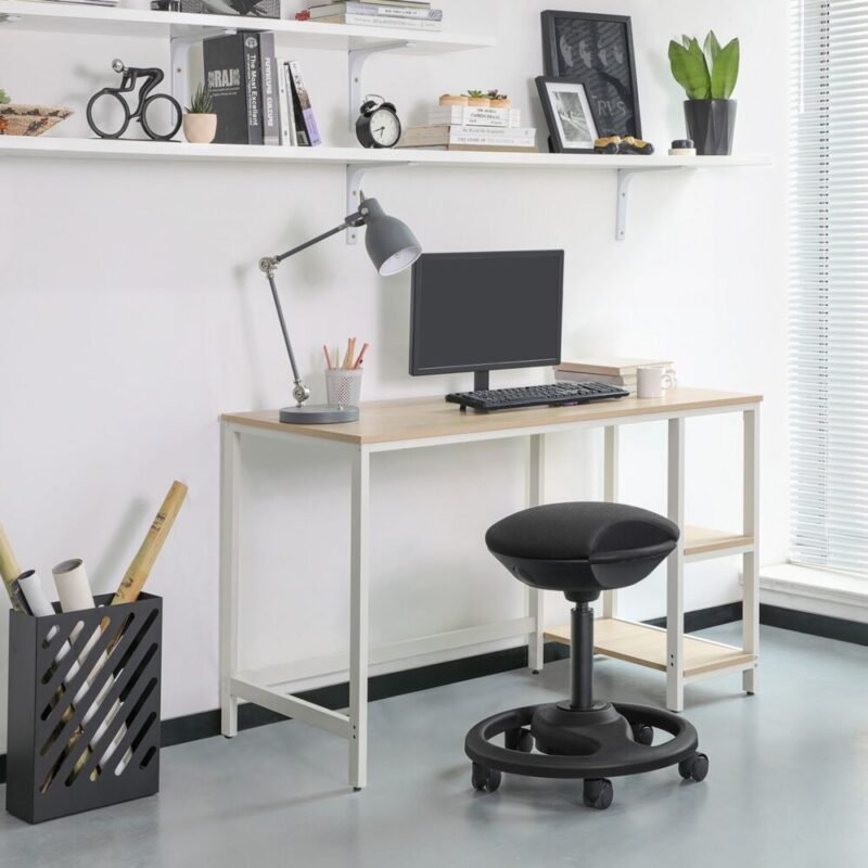 Bürohocker ergonomischer Arbeitshocker Rollhocker Drehstuhl Rollen SAM – Bild 2