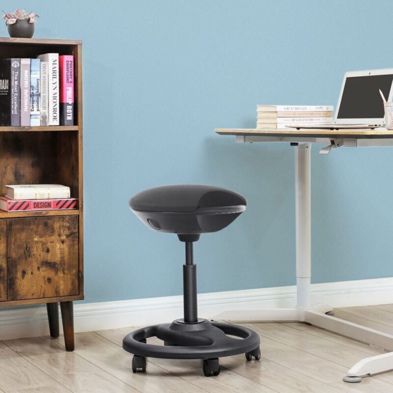 Bürohocker ergonomischer Arbeitshocker Rollhocker Drehstuhl Rollen SAM – Bild 4