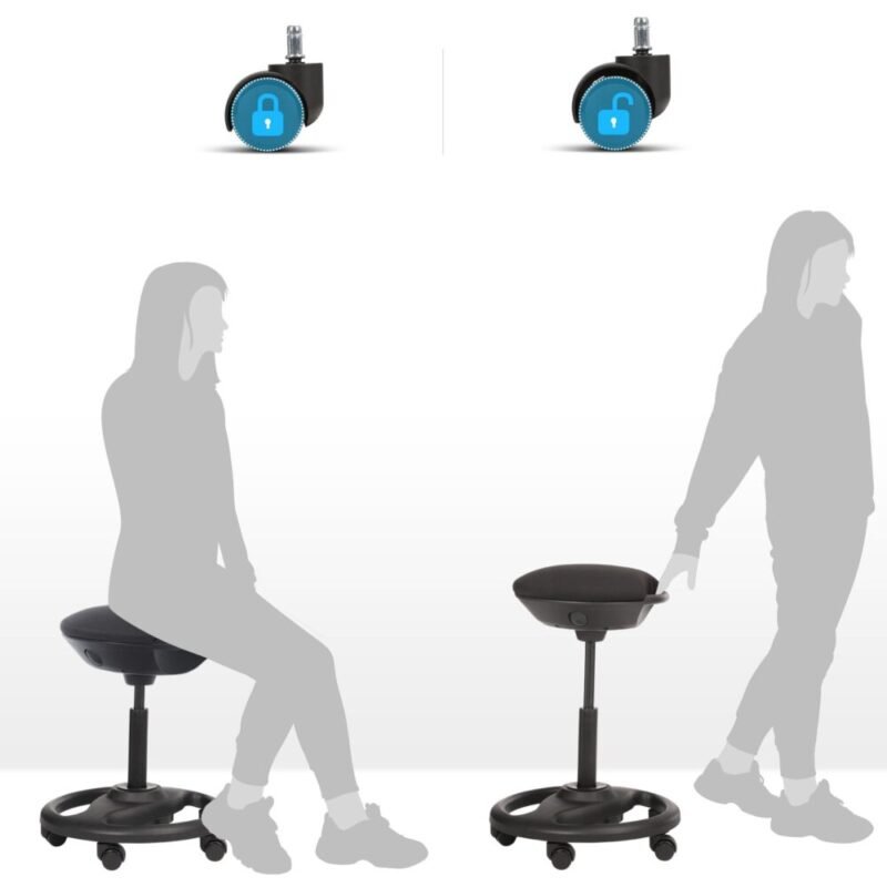 Bürohocker ergonomischer Arbeitshocker Rollhocker Drehstuhl Rollen SAM – Bild 8