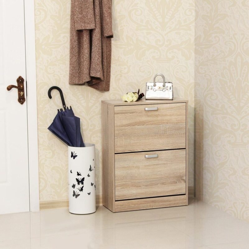 Schuhschrank Schuhkipper 2 Klappen Holz Eiche 60x83 LUNA – Bild 3