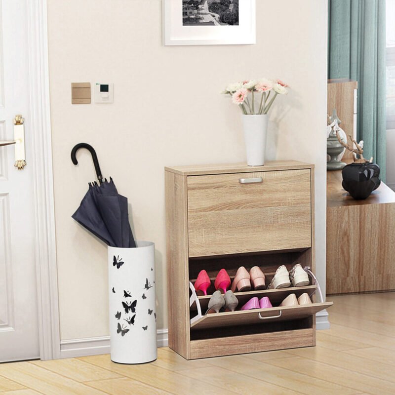 Schuhschrank Schuhkipper 2 Klappen Holz Eiche 60x83 LUNA – Bild 4