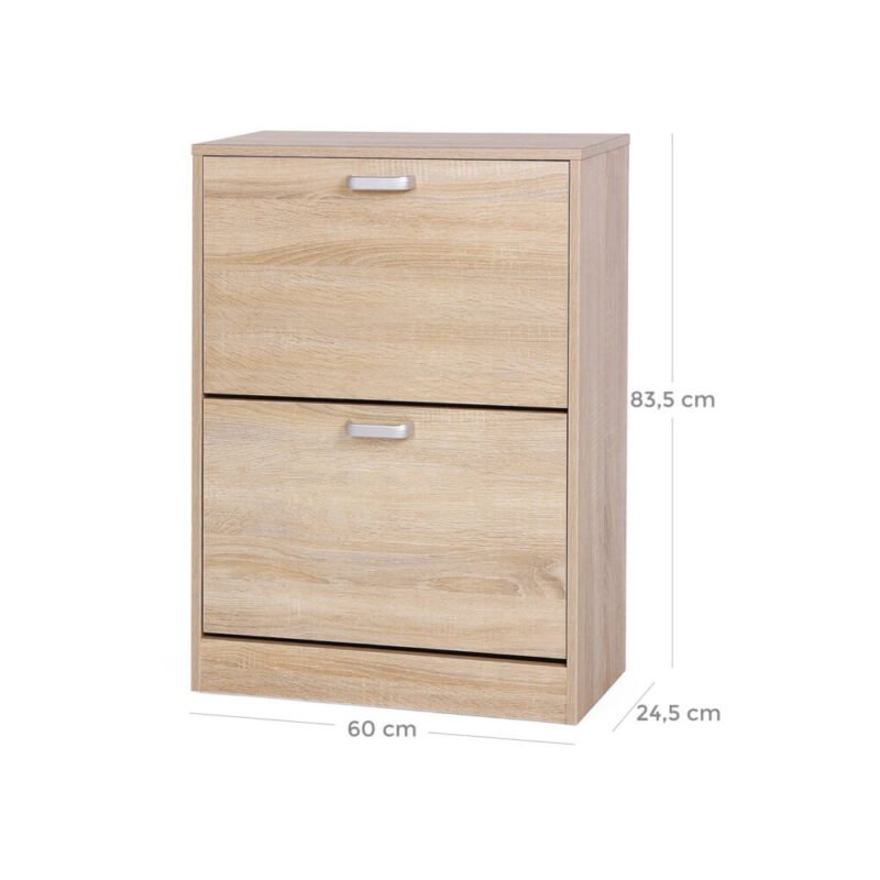 Schuhschrank Schuhkipper 2 Klappen Holz Eiche 60x83 LUNA – Bild 7