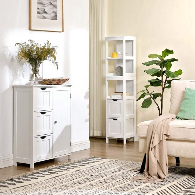 Hochschrank Badschrank mit 2 Schubladen und Fächern ELORIA – Bild 4