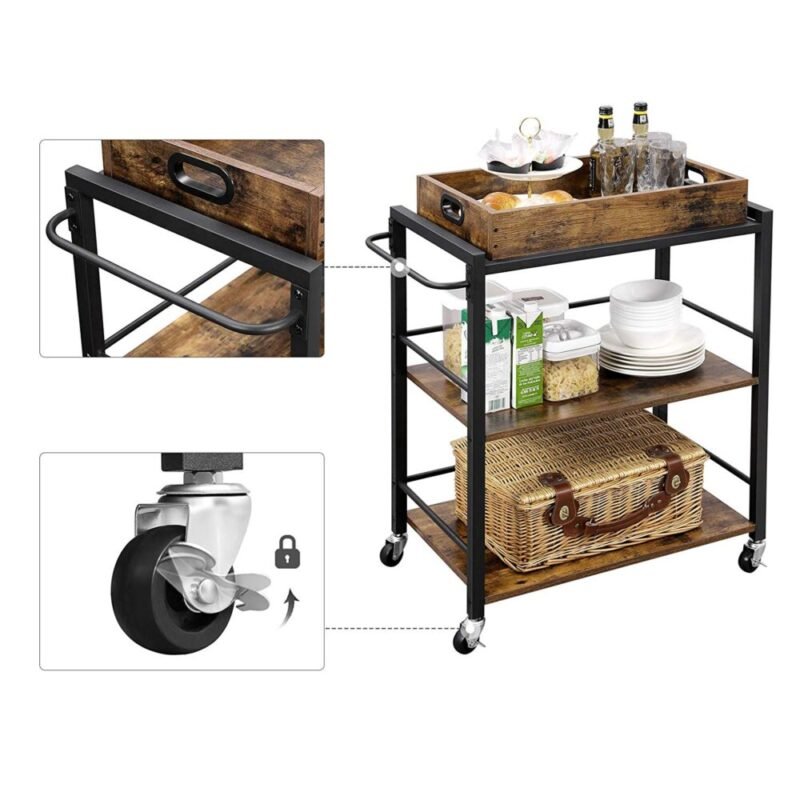 Servierwagen mit Tablett und Rollen Metallgestell ORVIA – Bild 7