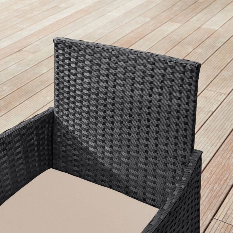 Balkonmöbel Set Polyrattan Tisch Stühle Schwarz Taupe LIZZY – Bild 5