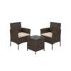 Balkonmöbel Set Polyrattan Tisch Stühle Braun Taupe LIZZY
