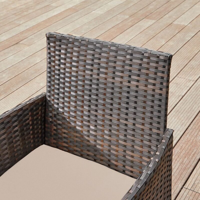Balkonmöbel Set Polyrattan Tisch Stühle Braun Taupe LIZZY – Bild 5