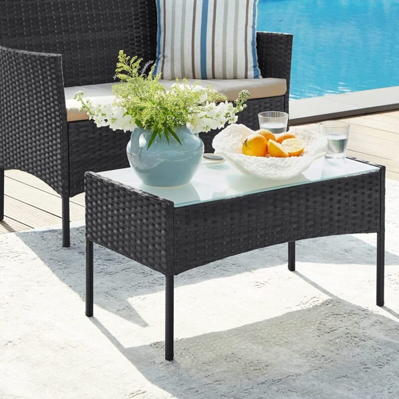 Balkonmöbel Gartenmöbel Set Polyrattan Lounge Schwarz JONAS – Bild 5