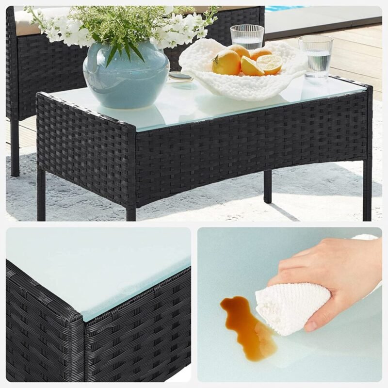 Balkonmöbel Gartenmöbel Set Polyrattan Lounge Schwarz JONAS – Bild 6