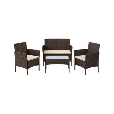 Balkonmöbel Gartenmöbel Set Polyrattan Lounge Braun JONAS
