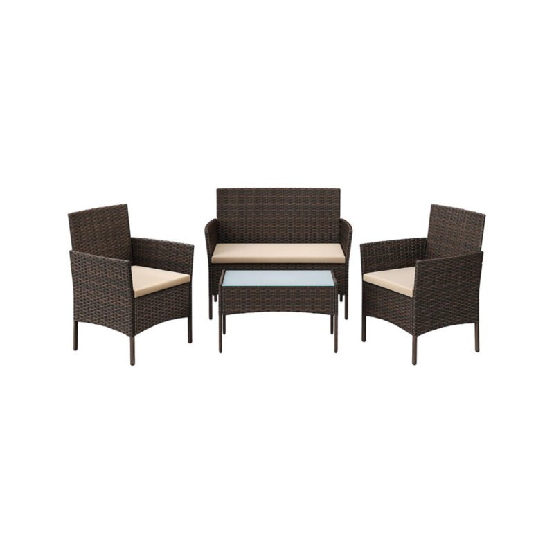 Balkonmöbel Gartenmöbel Set Polyrattan Lounge Braun JONAS