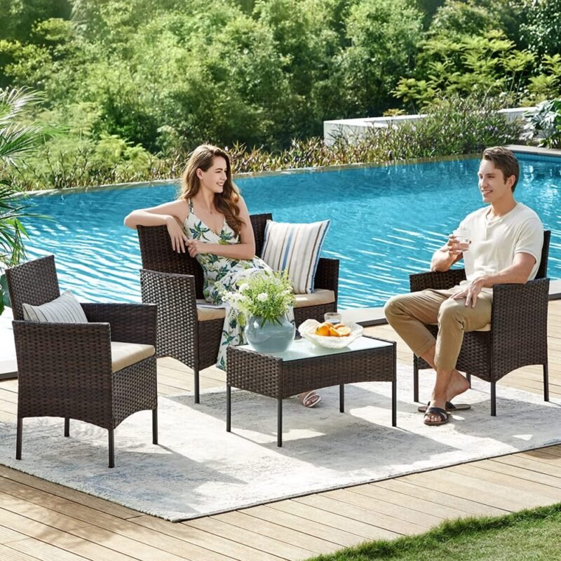 Balkonmöbel Gartenmöbel Set Polyrattan Lounge Braun JONAS – Bild 3