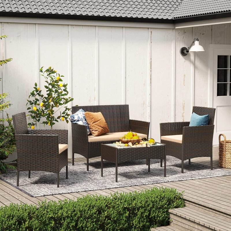 Balkonmöbel Gartenmöbel Set Polyrattan Lounge Braun JONAS – Bild 4