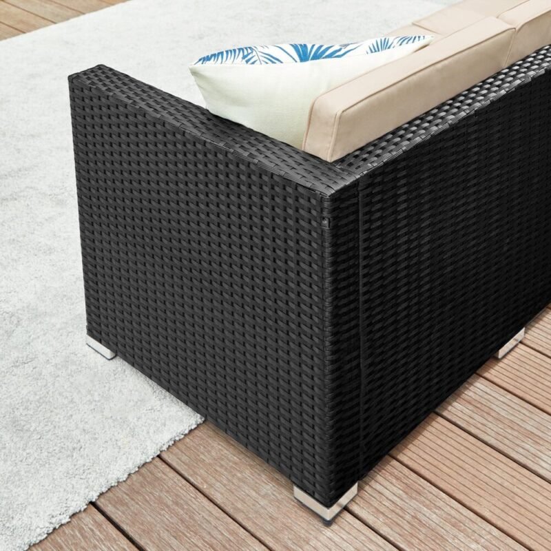 Gartenmöbel Set Polyrattan Sofa Tisch Schwarz Taupe LAMIS – Bild 4