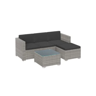 Gartenmöbel Set Polyrattan Sofa Tisch Grau LAMIS