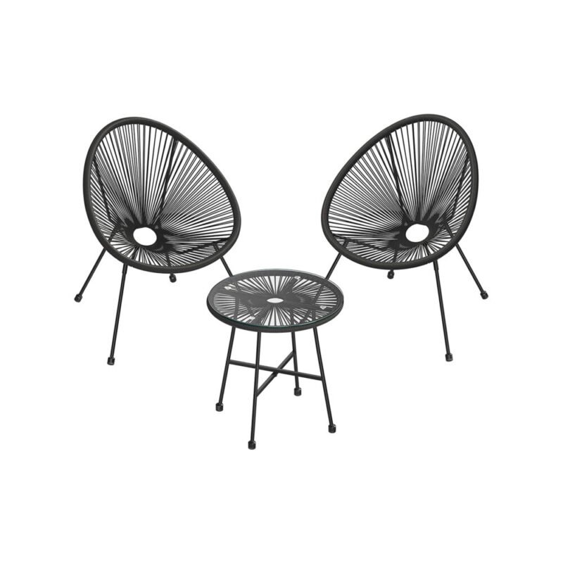 Balkonmöbel Gartenmöbel Set 3-teilig Acapulco Schwarz ALUNA