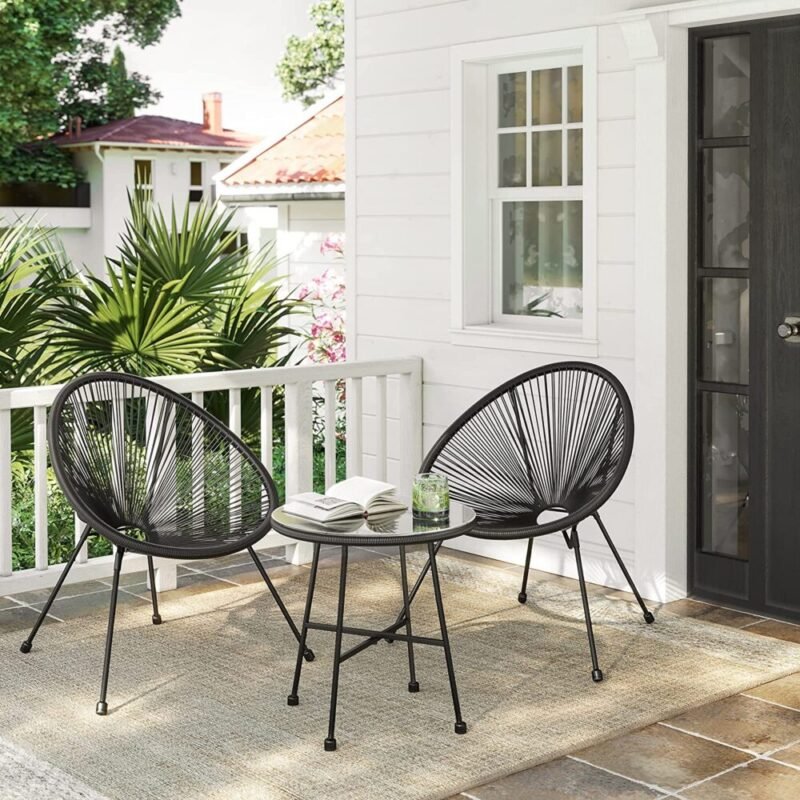 Balkonmöbel Gartenmöbel Set 3-teilig Acapulco Schwarz ALUNA – Bild 5