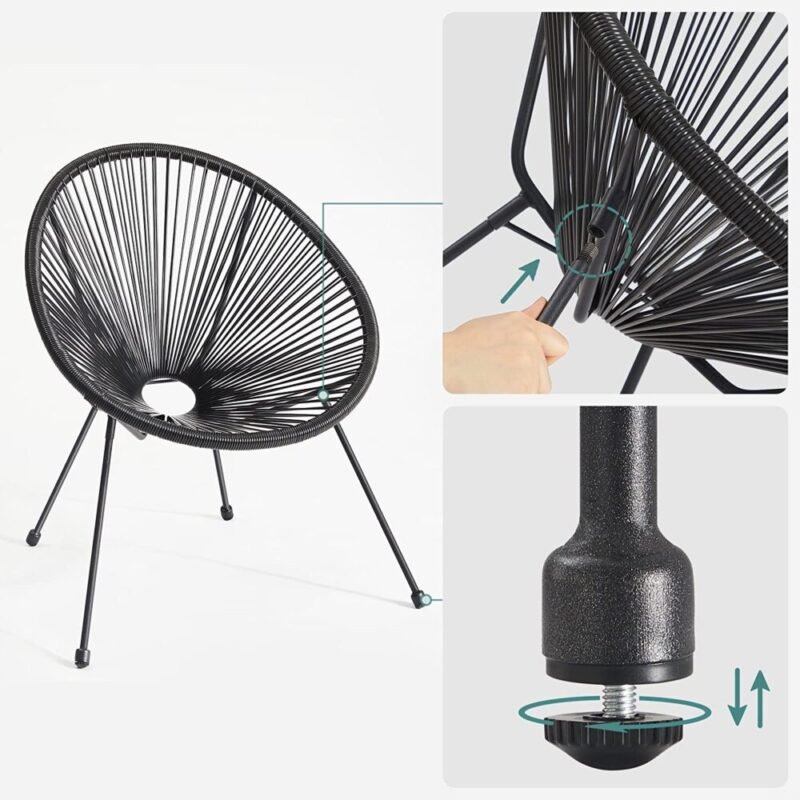 Balkonmöbel Gartenmöbel Set 3-teilig Acapulco Schwarz ALUNA – Bild 7
