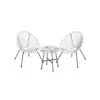 Balkonmöbel Gartenmöbel Set 3-teilig Acapulco Weiss ALUNA