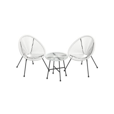 Balkonmöbel Gartenmöbel Set 3-teilig Acapulco Weiss ALUNA
