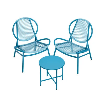 Balkonmöbel Gartenmöbel Set Polyrattan Tisch 2 Stühle ANNA