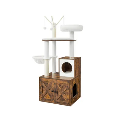 Kratzbaum Katzenbaum Mit Katzentoilette Vintagebraun VELORIS