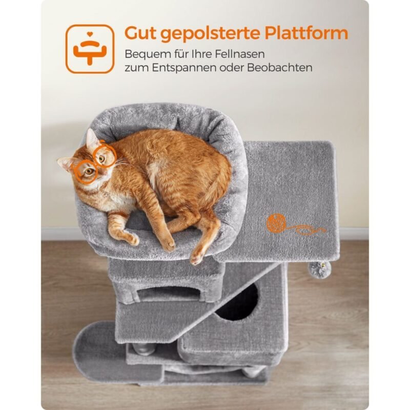Kratzbaum 155cm Katzenbaum Höhlen Hängematte MODERNO – Bild 5