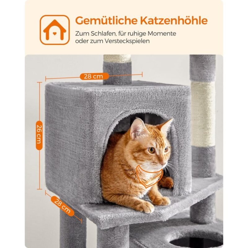 Kratzbaum 155cm Katzenbaum Höhlen Hängematte MODERNO – Bild 6