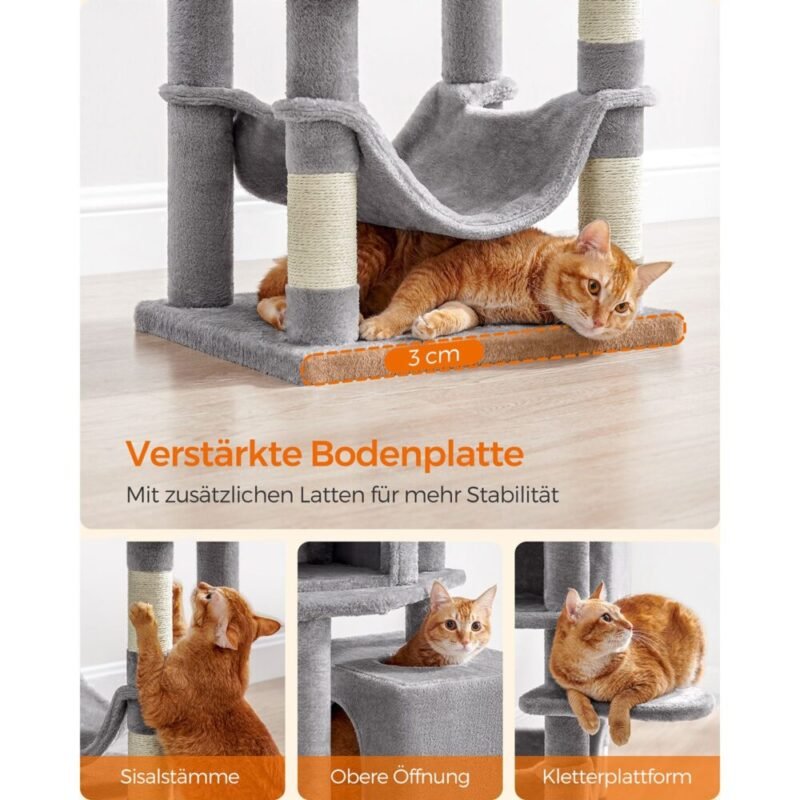 Kratzbaum 155cm Katzenbaum Höhlen Hängematte MODERNO – Bild 8