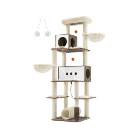 Kratzbaum XXL 197cm Katzenbaum Höhlen Tunnel Modern CORFU