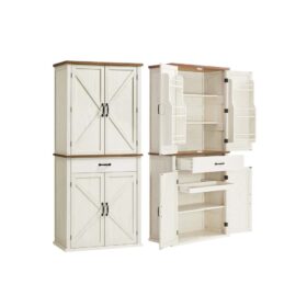 Hoher Küchenschrank Landhausstil mit Schiebetüren und Ablagen LIRY