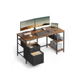 Computertisch Bürotisch Schreibtisch mit 3 Ablagen 2 Schubladen JORIS