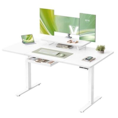 Höhenverstellbarer Schreibtisch mit Monitorständer und USB SOLANA