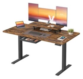 Höhenverstellbarer Schreibtisch mit Monitorständer und USB SOLANA